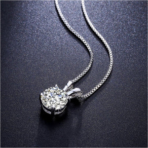 Swarovski Crystals 1.00 CT Diamond Created Solitaire Pendant  Necklace