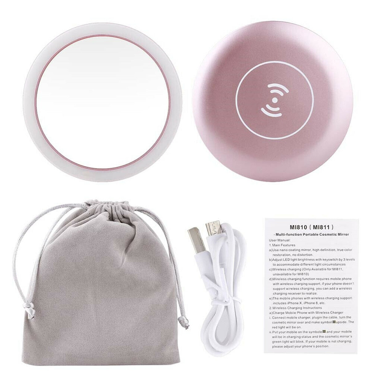 Today 30% OFF - Wireless Charger Portable LED Makeup Mirror