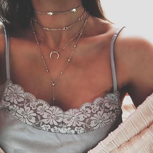 Elephant Moon Multi Layer Necklace