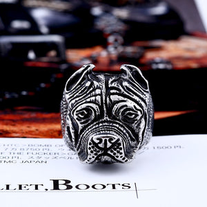 Titanium Viking Bull Dog Ring