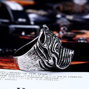 Titanium Viking Bull Dog Ring