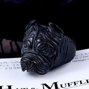 Titanium Viking Bull Dog Ring