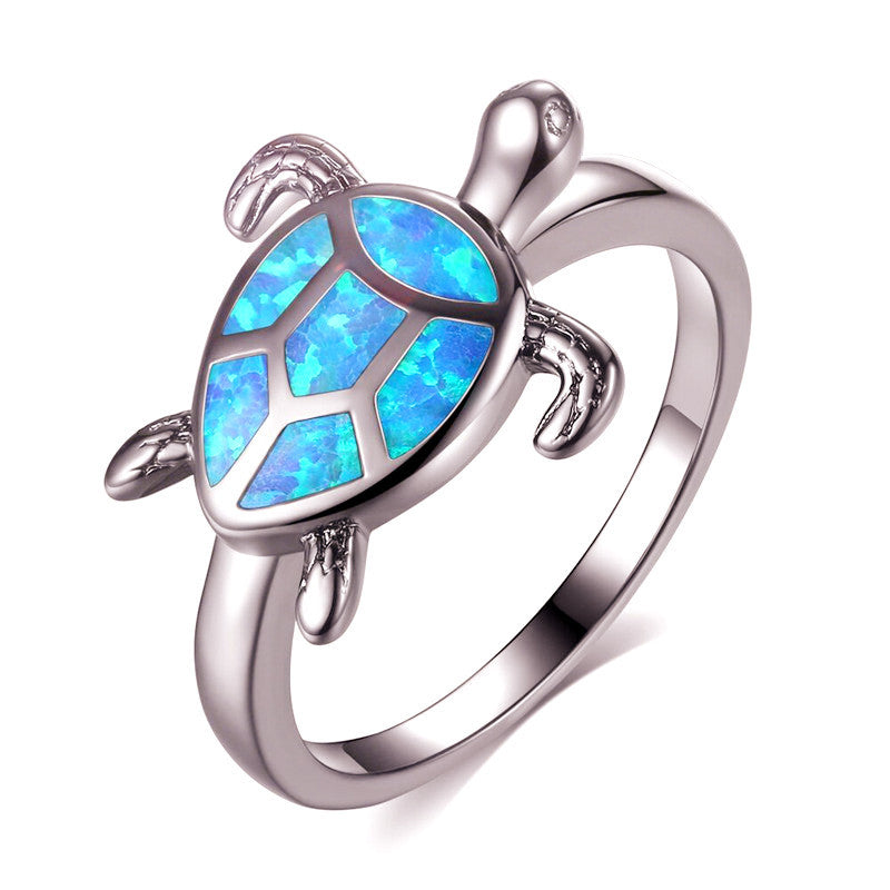 Blue Fire Turtle Ring