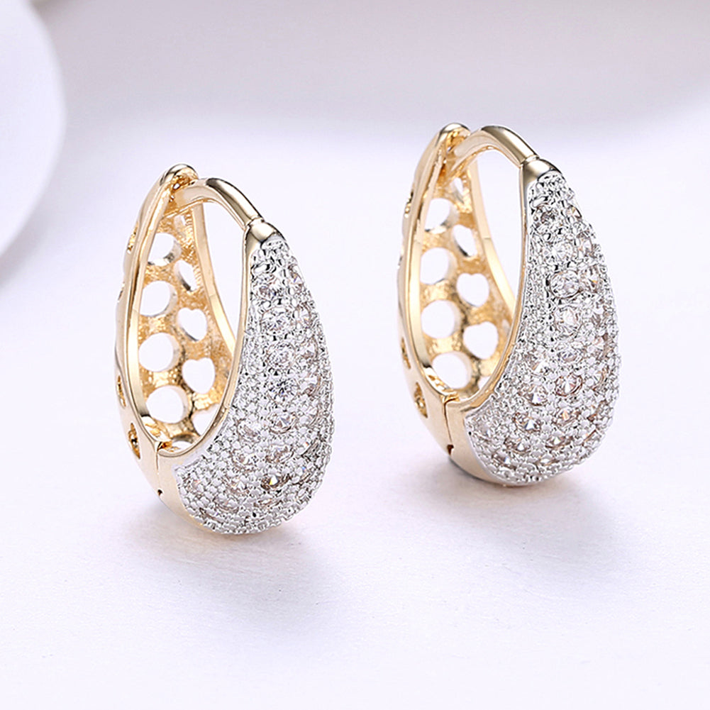 Swarovski Crystals 18mm Pave Heart Filigree Teardrop Huggie  Earring